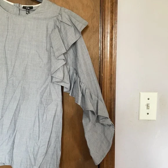 Clu blouse with ruffle sleeves 100% cotton top size M - Picture 5 of 16